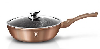 Pánev hluboká s mramorovým povrchem a poklicí 24 cm Rosegold Metallic Line